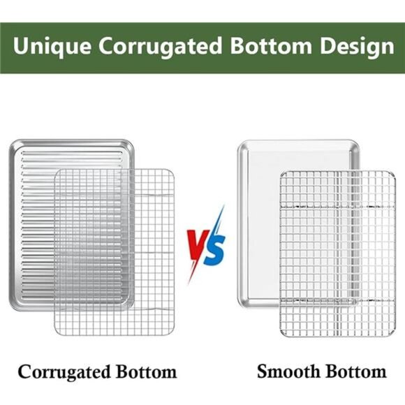 Baking Sheet with Rack Set (2 Pans + 2 Racks), Stainless Steel Cookie Sheet - Picture 4 of 8